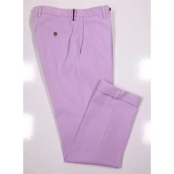 PT01 Solid Pink Double Twisted Cotton Flat Front Chino Pants 30x29 - Picture 1 of 8
